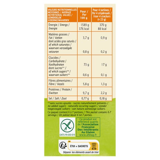 Eau Thermale Jonzac Tartines Craquantes Avoine Sans Gluten - Bio