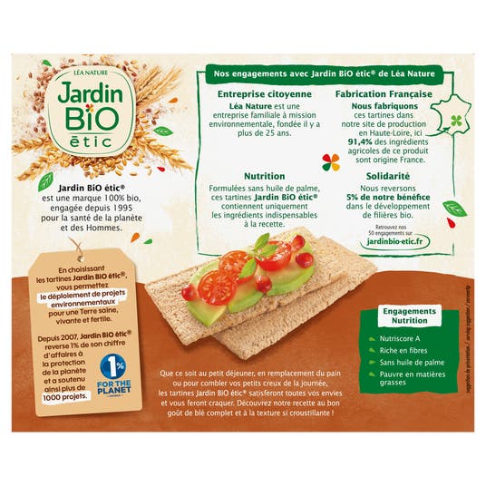 Eau Thermale Jonzac Tartines Craquantes Blé Complet - Bio