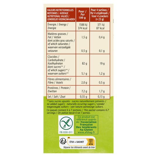 Eau Thermale Jonzac Tartines Craquantes Châtaigne - Bio