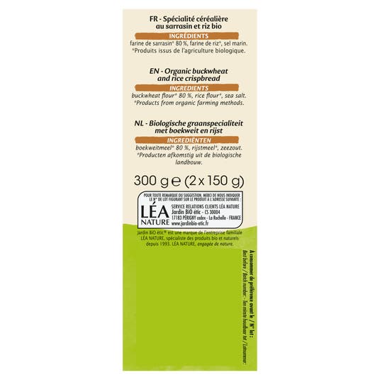 Eau Thermale Jonzac Tartines Craquantes Sarrasin - Sans Gluten Et Sans Lactose - Bio