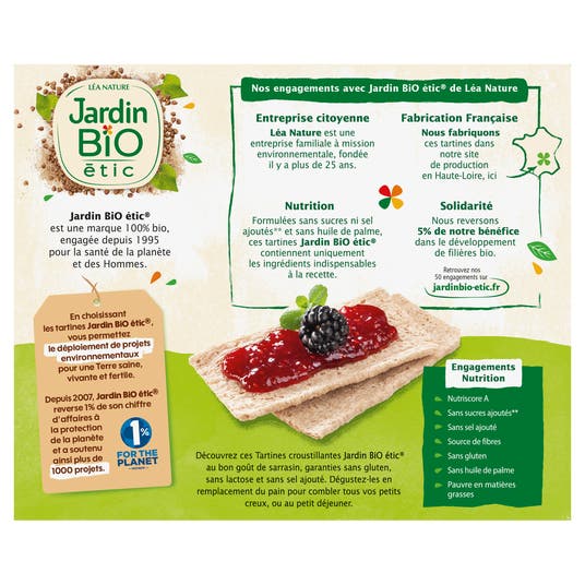 Eau Thermale Jonzac Tartines Craquantes Sarrasin Sans Sel Sans Gluten - Bio