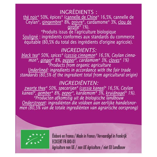 Eau Thermale Jonzac Thé Noir Equitable ChaÏ Intense - Bio