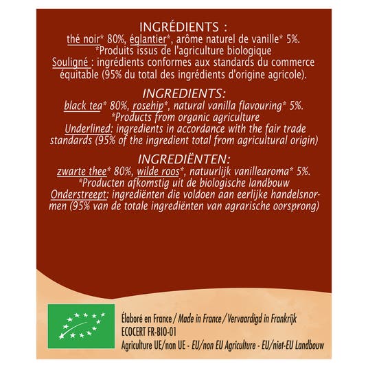 Eau Thermale Jonzac Thé Noir Equitable Délicieuse Vanille - Bio