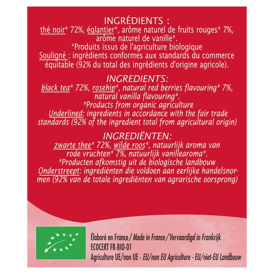 Eau Thermale Jonzac Thé Noir Equitable Plaisir Fruité Fruits Rouges - Bio