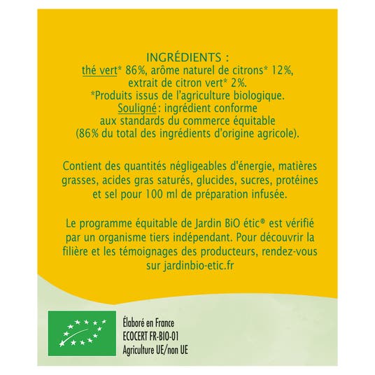 Eau Thermale Jonzac Thé Vert Duo Citron Citron Vert-bio