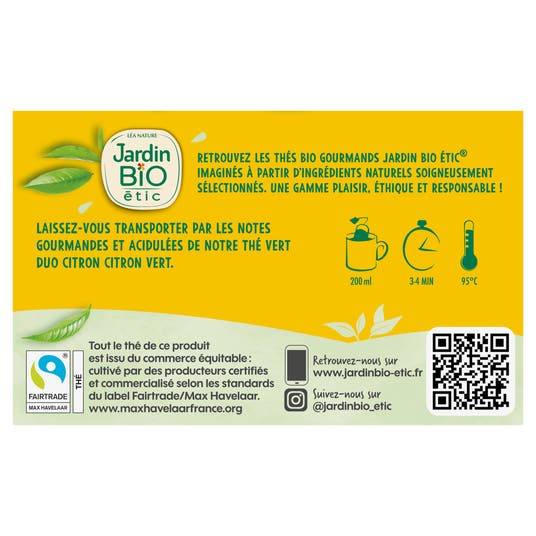 Eau Thermale Jonzac Thé Vert Duo Citron Citron Vert-bio