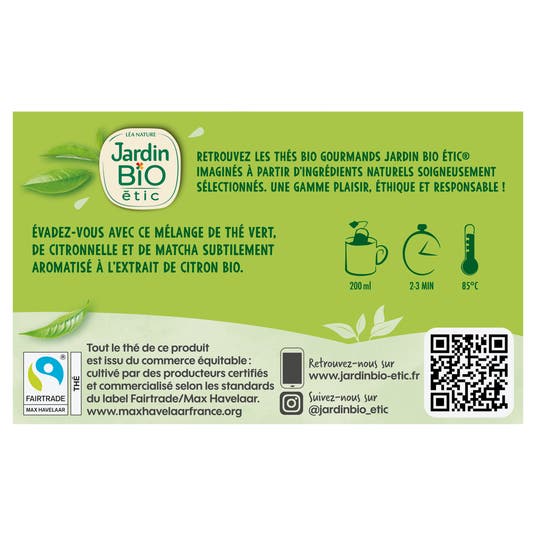 Eau Thermale Jonzac Thé Vert Equitable Matcha Citron - Bio