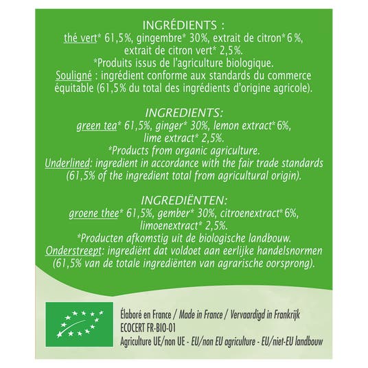 Eau Thermale Jonzac Thé Vert Gingembre Citron Vert - Bio