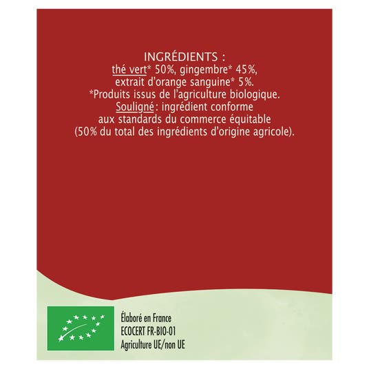 Eau Thermale Jonzac Thé Vert Gingembre Saveur Orange Sanguine - Bio