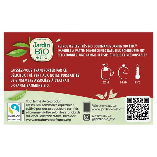 Eau Thermale Jonzac Thé Vert Gingembre Saveur Orange Sanguine - Bio