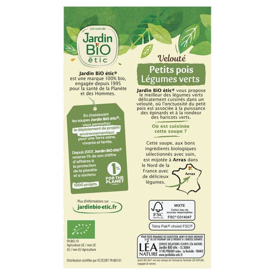 Eau Thermale Jonzac Velouté Bio Petits Pois Légumes Verts