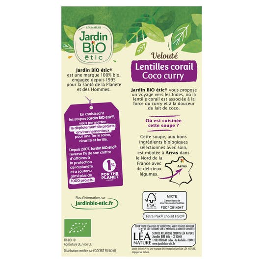 Eau Thermale Jonzac Velouté De Légumes Lentilles Corail Lait De Coco Et Curry - Bio