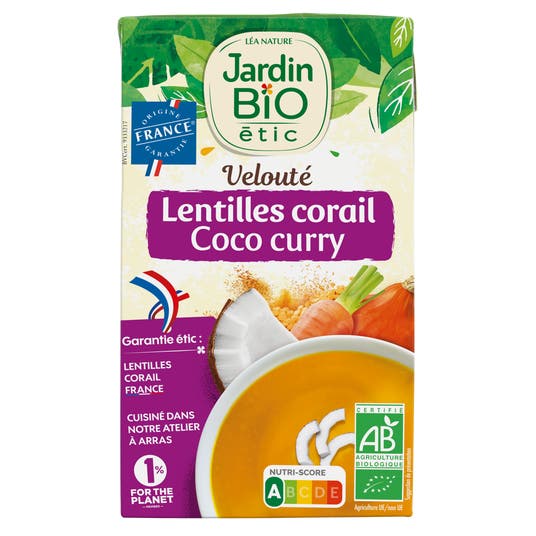 eau thermale jonzac Velouté de légumes lentilles corail lait de coco et curry - bio
