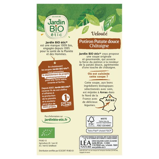 Eau Thermale Jonzac Velouté Potiron Patate Douce Châtaigne - Bio