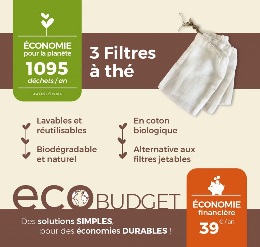 eco conseils Filtre à Thé lavable en Lin Par 3