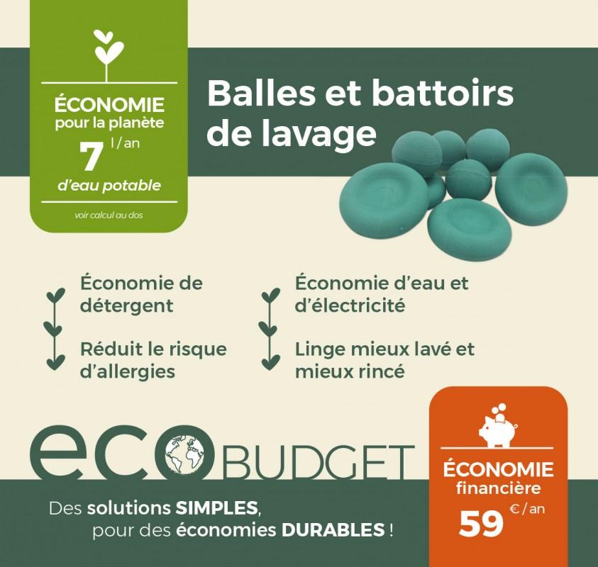 eco conseils Lot de 6 balles et 4 battoirs de lavage