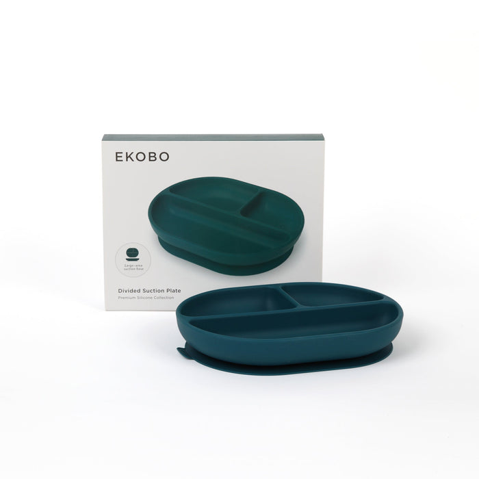 Ekobo Assiette Compartimentée En Silicone - Blue Abyss