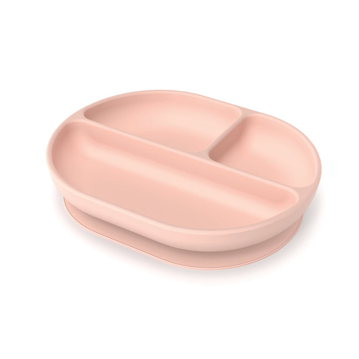 Ekobo Duo Assiette Compartimentée & Gobelet à Bec En Silicone - Blush