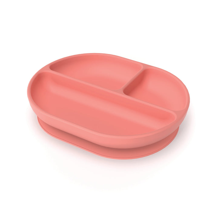 Ekobo Duo Assiette Compartimentée & Gobelet à Bec En Silicone - Coral