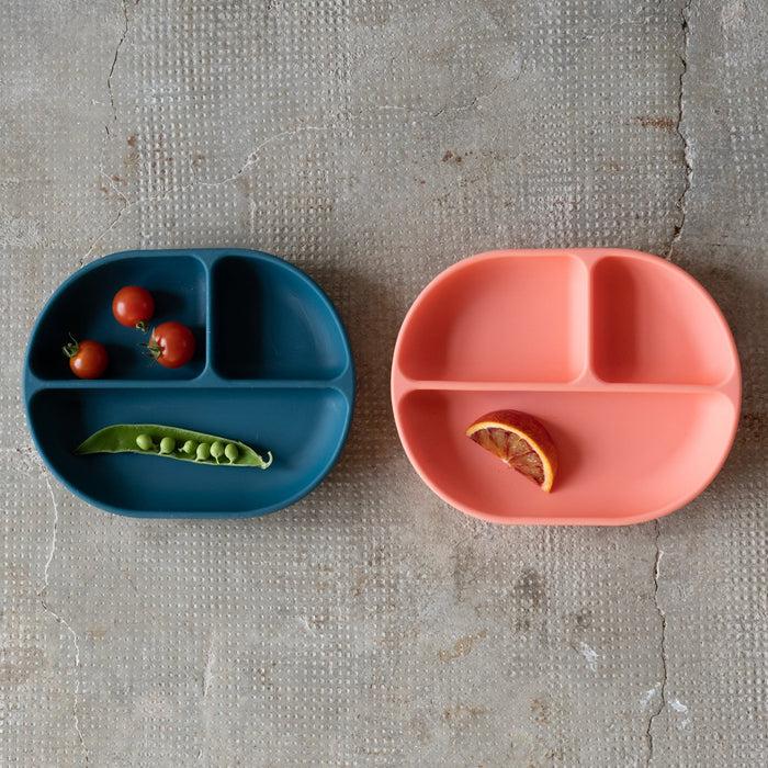 Ekobo Duo Assiette Compartimentée & Gobelet à Bec En Silicone - Coral