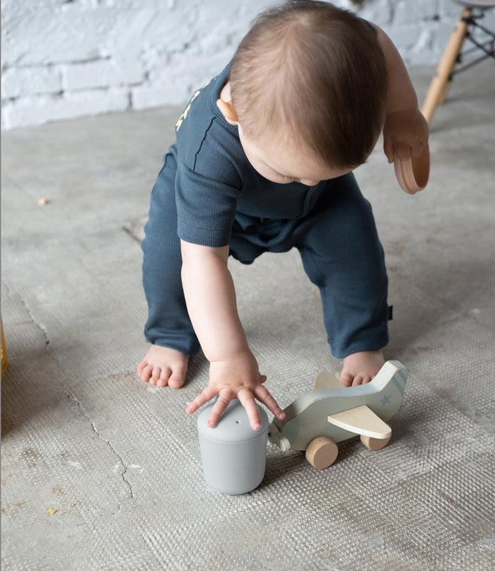 Ekobo Duo Assiette Compartimentée & Gobelet à Bec En Silicone - Cloud