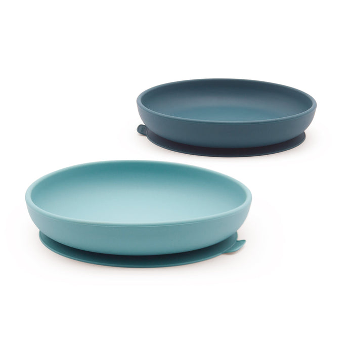 Ekobo Duo Assiette Ventouse & Set De Cuillères - Blue Abyss & Lagoon