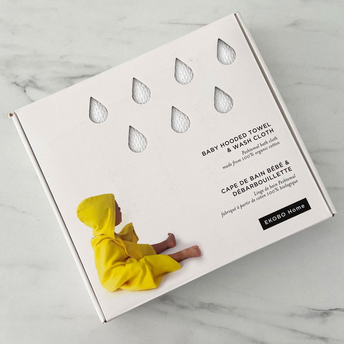Ekobo Cape De Bain Bébé & Débarbouillette - White
