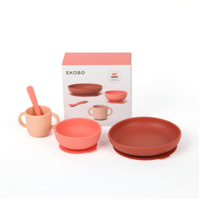 Ekobo Coffret Repas Bébé En Silicone Premium - Coral