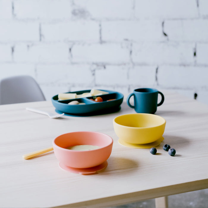 Ekobo Set 2 Bols Ventouse En Silicone - Coral / Mimosa
