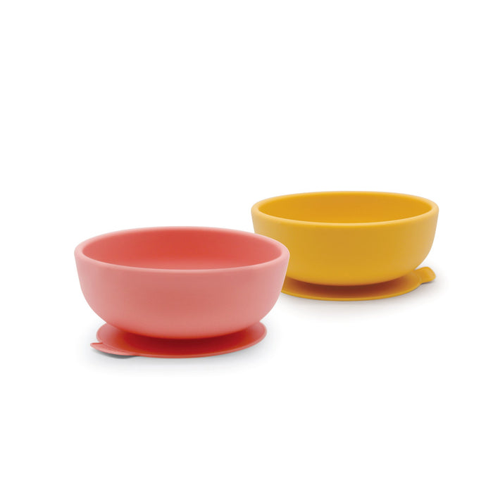 ekobo Set 2 Bols ventouse en silicone - Coral / Mimosa
