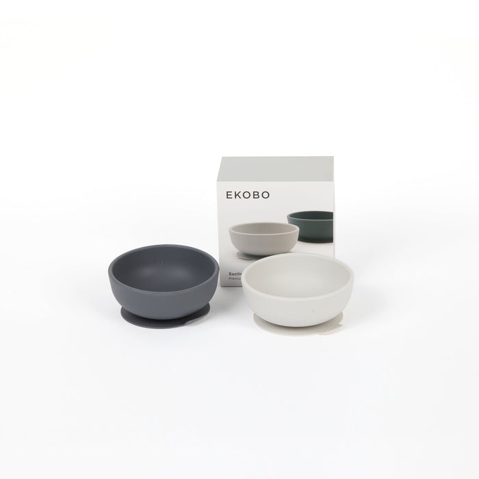 Ekobo Set 2 Bols Ventouses En Silicone - Cloud / Storm
