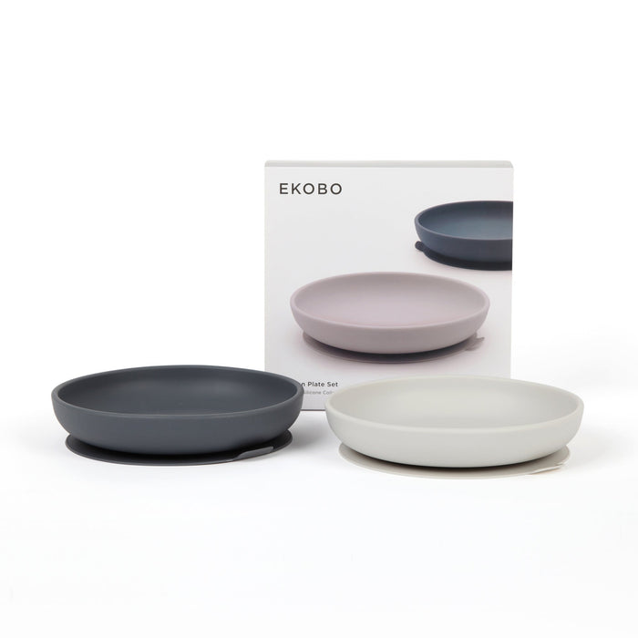 Ekobo Set 2 Assiettes Ventouses En Silicone - Cloud / Storm