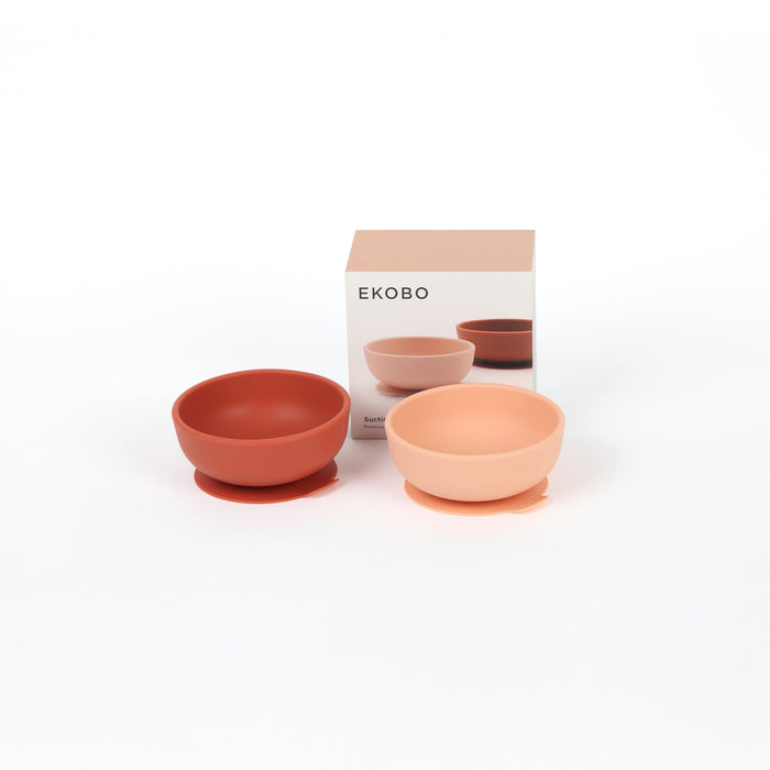 Ekobo Set 2 Bols Ventouse En Silicone - Blush / Terracotta