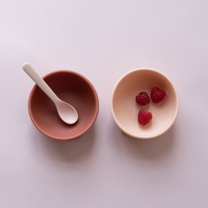 Ekobo Set 2 Bols Ventouse En Silicone - Blush / Terracotta