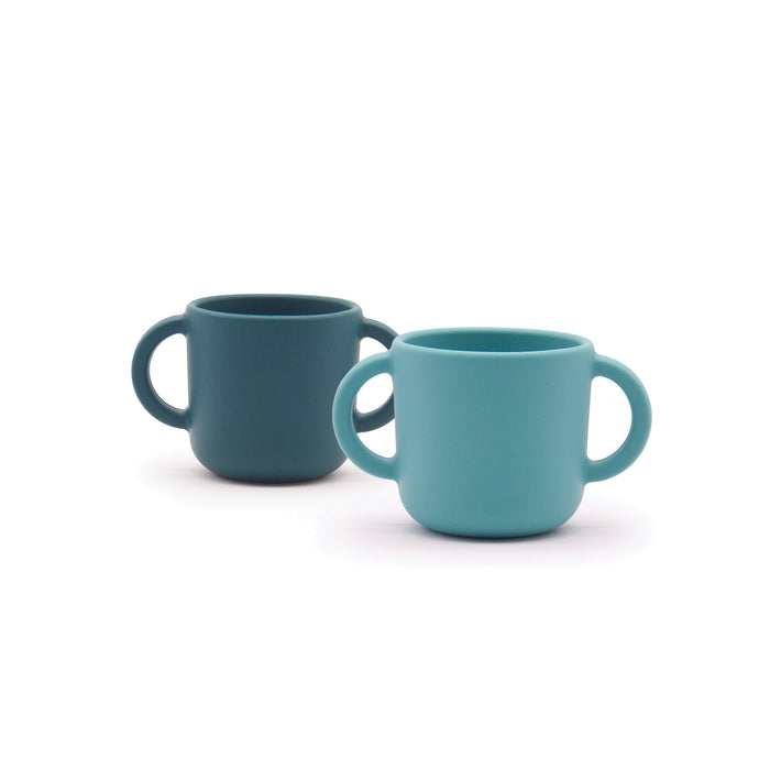 ekobo Set 2 Tasses d'apprentissage en silicone - Blue Abyss / Lagoon