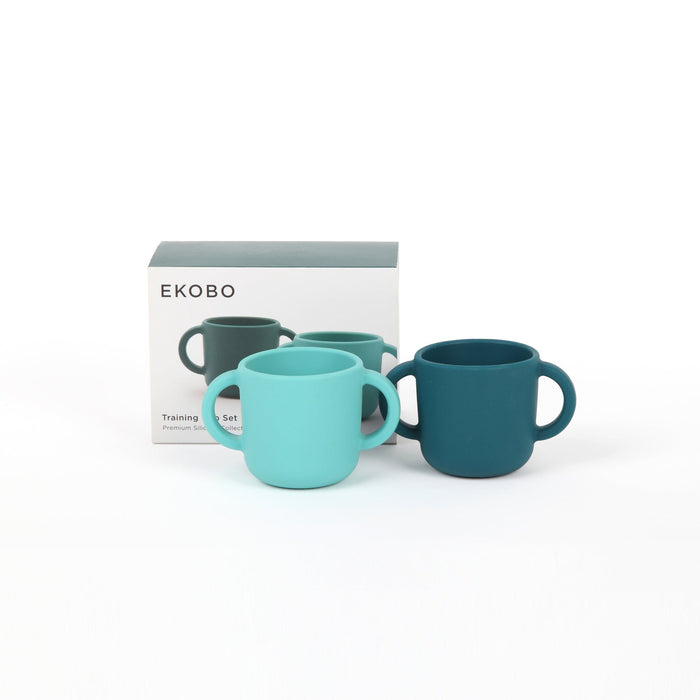 Ekobo Set 2 Tasses D'apprentissage En Silicone - Blue Abyss / Lagoon
