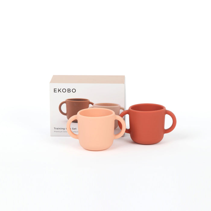 Ekobo Set 2 Tasses D'apprentissage En Silicone - Blush / Terracotta