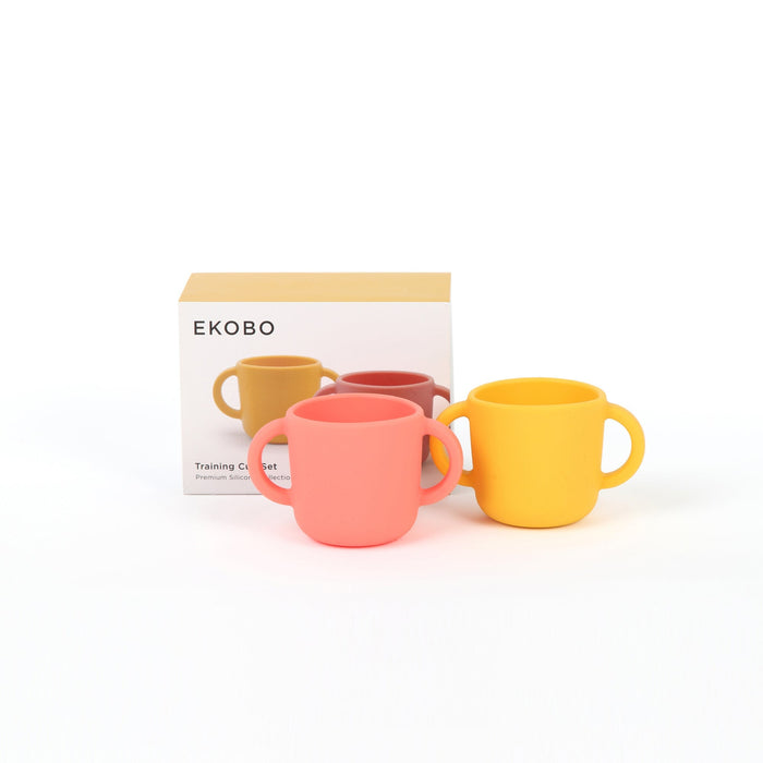 Ekobo Set 2 Tasses D'apprentissage En Silicone - Mimosa / Coral