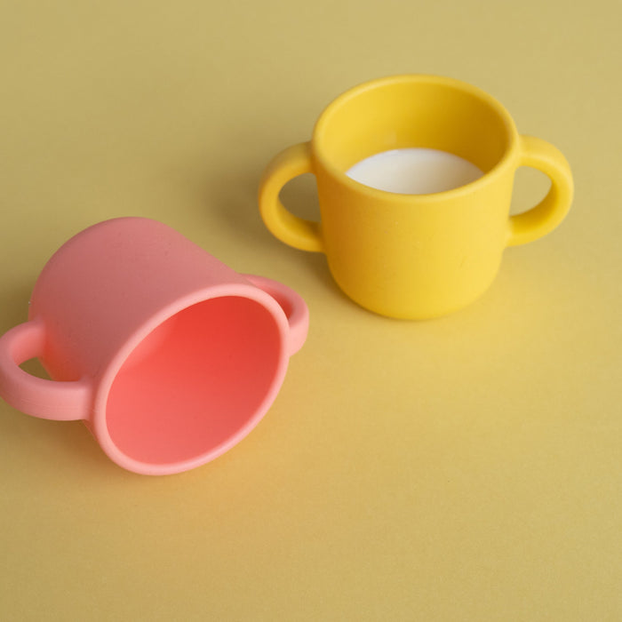 Ekobo Set 2 Tasses D'apprentissage En Silicone - Mimosa / Coral