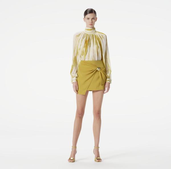 Elisabetta Franchi Blouse En Crépon Avec Imprimé Tulle Et Nœuds