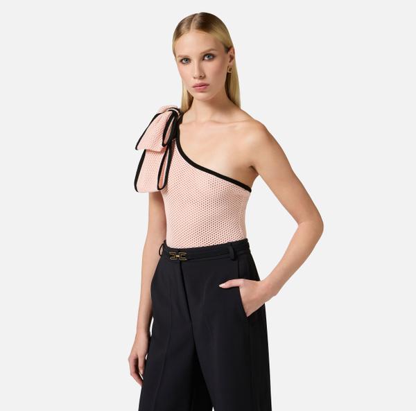 Elisabetta Franchi Body à épaule Asymétrique En Point Filet