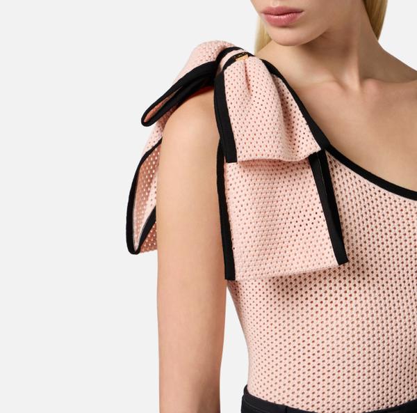 Elisabetta Franchi Body à épaule Asymétrique En Point Filet