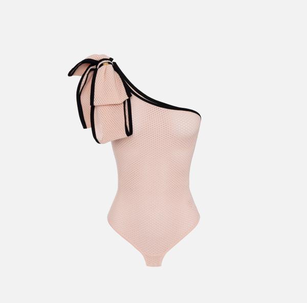 elisabetta franchi Body à épaule asymétrique en point filet