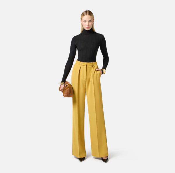 Elisabetta Franchi Body En Coton Avec Transparences Et Col Montant