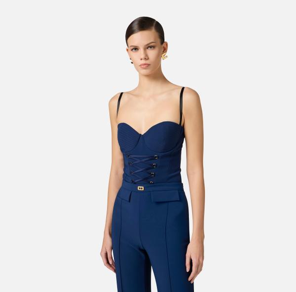 Elisabetta Franchi Body En Crêpe Avec Lacets Croisés