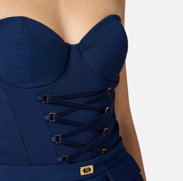 Elisabetta Franchi Body En Crêpe Avec Lacets Croisés