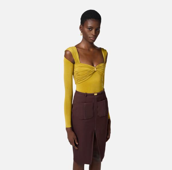 Elisabetta Franchi Body En Jersey Cupro Avec Détail Bijou