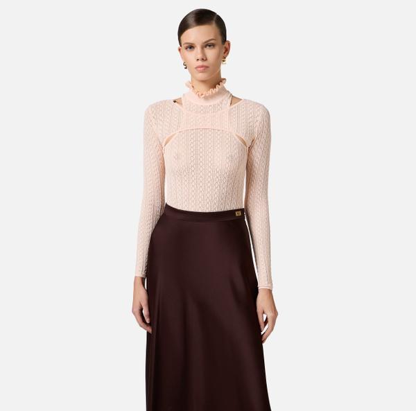 Elisabetta Franchi Body En Point Dentelle Avec Boléro