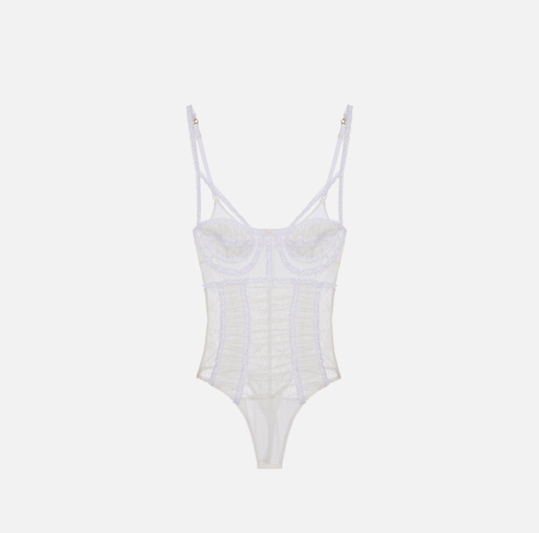 elisabetta franchi Body en tulle et dentelle florale