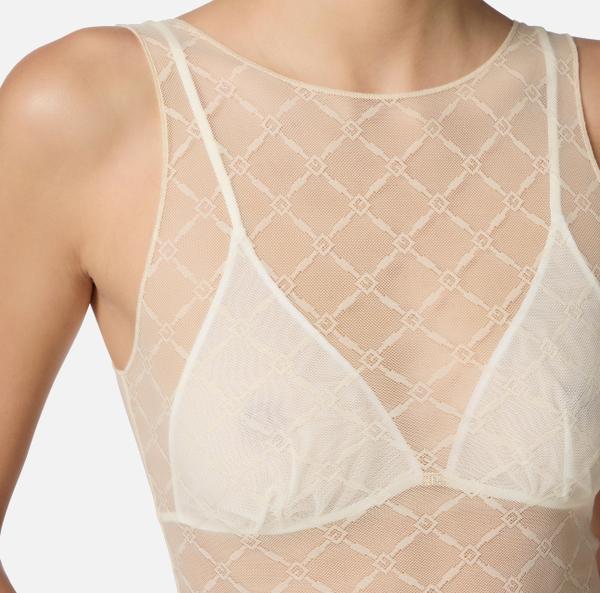 Elisabetta Franchi Body En Tulle Jacquard à Losanges